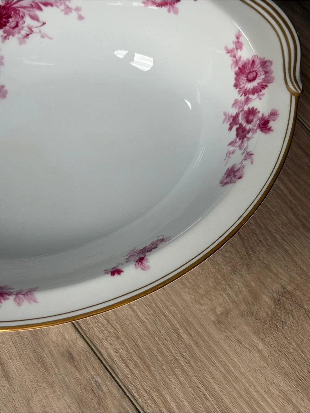 Noritake Vintage Pink Chrysanthemum China Japan Serving Bowl Dish Gold Trim